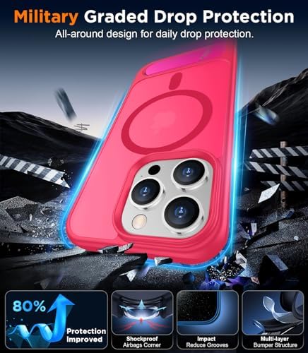 Temdan Magnetic Compatible with iPhone 15 Pro Max Case, [Built-in Invisible Kickstand][Compatible with MagSafe][Military Grade Shockproof] Slim Translucent Matte Phone Case for iPhone 15 Pro Max 6.7" - Image 4