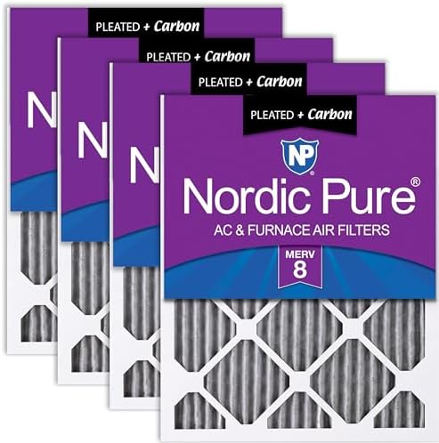 Nordic Pure 18x20x1 Pleated MERV 8 Plus Carbon Air Filters 4 Pack by NordicPure