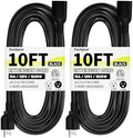 Vockjour 16/3 Black Indoor Outdoor Extension Cord 10 Ft 2 Pack Waterproof by Vockjour