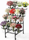 4-Tier Flower Display Stand, Metal Flower Cart Stand with Wheels by Unknown