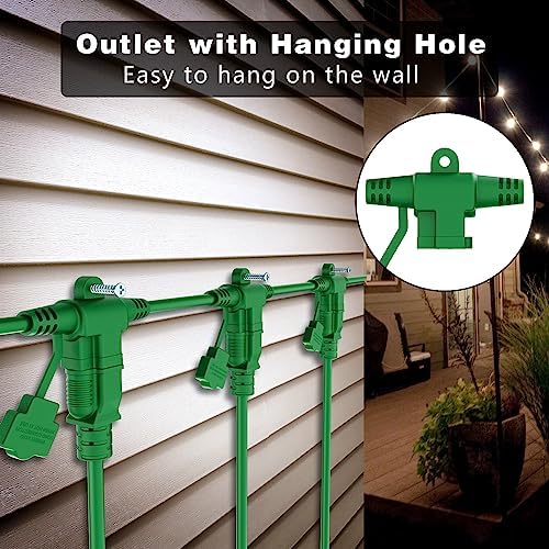 K KASONIC Outdoor Extension Cord 25 FT, Evenly Spaced 3 Outlets, Green - Image 6