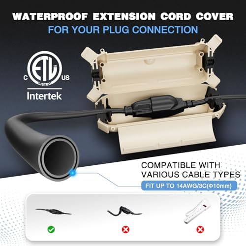 [3 Pack] Flemoon Outdoor Extension Cord Safety Cover with Waterproof Seal - Image 2