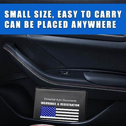 Ziciner Car Registration Insurance Holder, 2Pack Essential Auto Card Document Glove Box Organizer with Touch Fastener, Vehicle Interior Accessories Perfect for Most Car, Truck, SUV (Black/Blue Flag) - Image 6