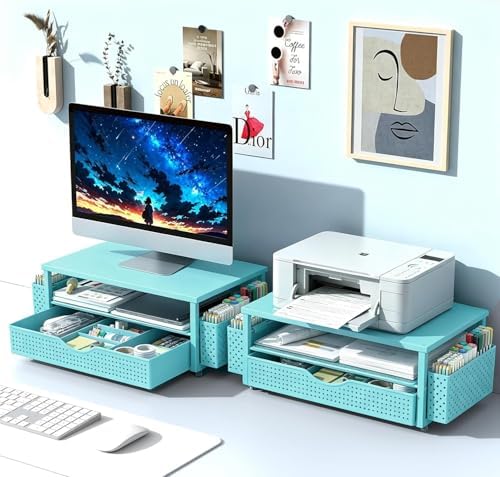 Spacrea Desk Organizers and Accessories, Printer Stand with Storage, Blue - Image 7