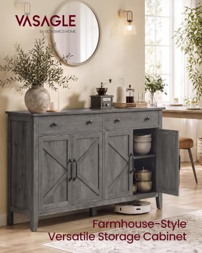 VASAGLE Farmhouse Buffet Cabinet, Coffee Bar with 2 Drawers - Image 3