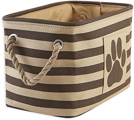 Bone Dry Pet Storage Collection Striped Paw Patch Bin, Small Rectangle, Brown - Image 2