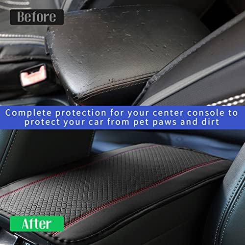 Ziciner Leather Car Center Console Armrest Pad, PU Waterproof Auto Seat Box Cover Protector, Hand Rest Cushion Protection Pad, Vehicles Interior Accessories Universal for Car,SUV (Black & Red A) - Image 5