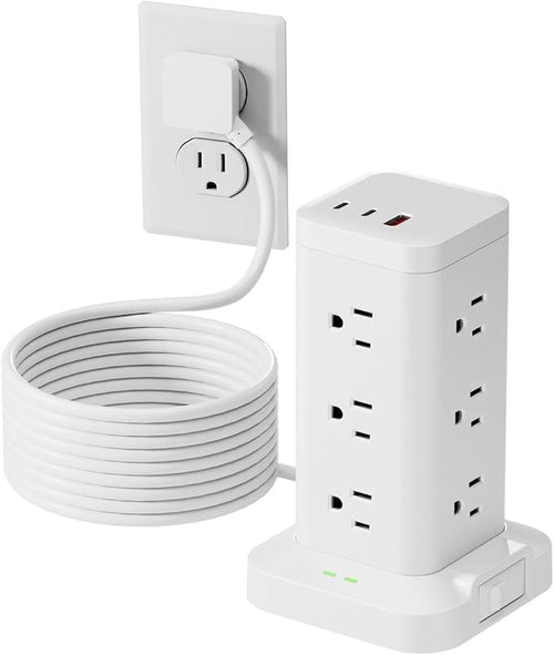 15-in-1 Power Strip Tower with Surge Protector 1800J, Fast Charging Tower PD20W by Tagzilo