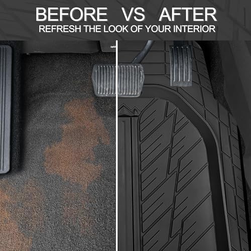 CAR PASS 3 Row Heavy Duty Rubber Car Mats, Deep-Dish All-Weather Floor Mats for 7 Seats 8 Seater 2nd & 3rd, Waterproof Universal Trim to Fit Liner Van,SUV,MPV,7 Passengers Vehicle,(Black 3 Row) - Image 6