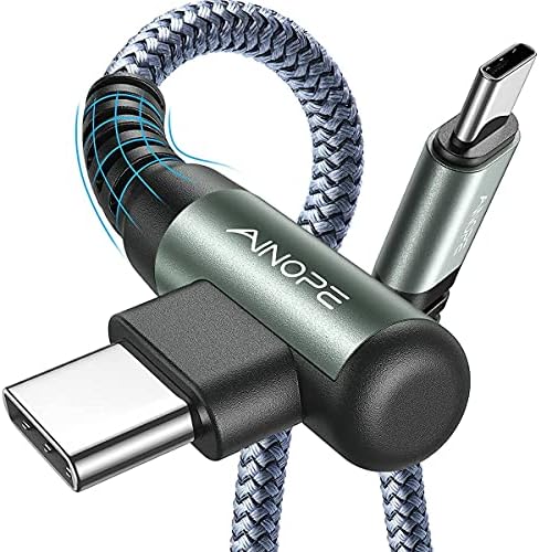 AINOPE USB C to USB C Cable 60W, 16.4ft USB Type C Cable Right Angle, Compatible with Samsung Galaxy S21 S20, Note 20 Ultra 10 9 8, MacBook Air/Pro 13'', iPad mini 6/Pro/Air 2020 (16.4FT, Grey) by AINOPE10yearsforphoneaccessories