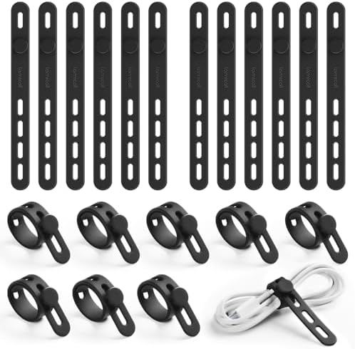 Lamicall 20 Pack Silicone Cable Ties, Reusable Wire Organizer Straps by Lamicall