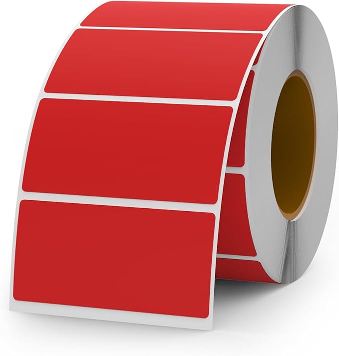Red Color Coding Labels 1 × 2 Inches Self-Adhesive Vinyl Rectangle Stickers by YIKIADA