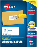 Avery® Printable Shipping Labels, Sure Feed® Technology, 2" x 4" Customizable Stickers, White, 2,500 Blank Mailing Labels, Great for Mailing, Shipping, and More (5963) by Avery