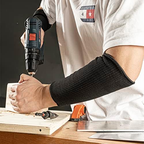 OriStout Cut Resistant Work Sleeves with Tumb Hole, Black, 4 Pair - Image 6