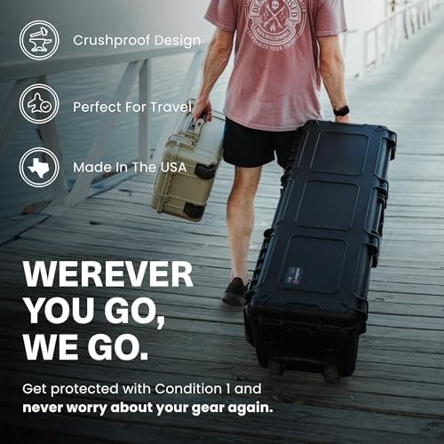 Condition 1 45" Waterproof Hard Case with Wheels & Pluckable Foam, Black - Image 4