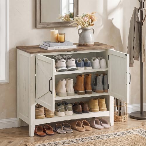 VASAGLE Shoe Storage Cabinet, 3‑Tier with Height‑Adjustable Shelves by VASAGLEbySONGMICSHOME