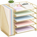OPNICE Desk Organizer, 5-Tier Paper Organizer Letter Tray, Gold by OPNICE