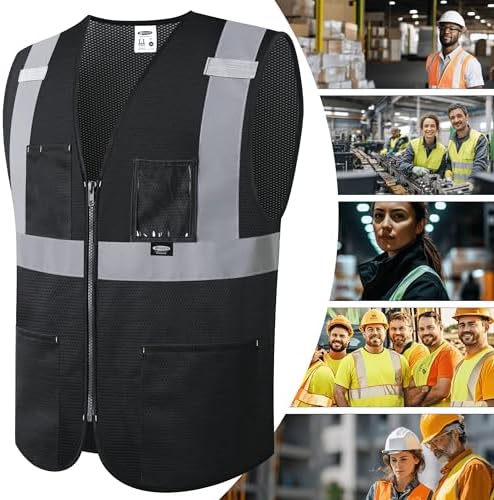 JKSafety Safety Vest for men women Hi Vis Vest with Pockets and Zipper High Visibility Construction Vests BX310 - Image 6