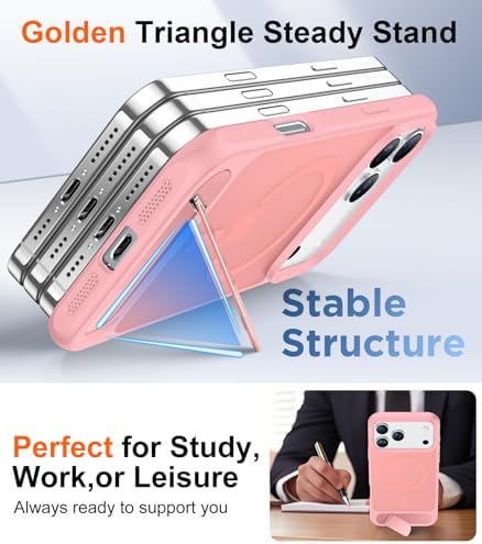 Temdan Magnetic for iPhone 18 Pro Case/iPhone 17 Pro Case Stand Pink - Image 4