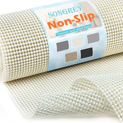 Songrey Non-Slip Shelf Cabinet and Drawer Liner, 20IN x 20FT, Cream by Unknown