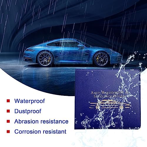 Ziciner Car Registration Insurance Holder, 2Pack Essential Auto Card Document Glove Box Organizer with Touch Fastener, Vehicle Interior Accessories Perfect for Most Car, Truck, SUV (Blue/Gold Words) - Image 3