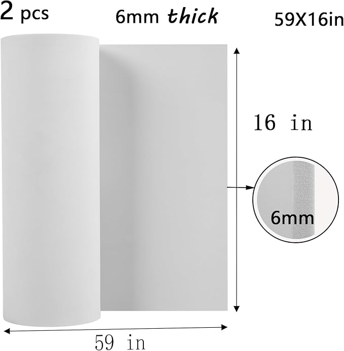 AMZQNART 2Pcs EVA Foam 6mm, Cosplay Foam 16x59 inch White, High Density 90 kg/m³ - Image 2