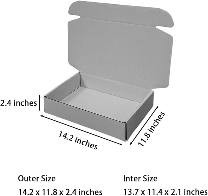 12 Pcs 14.2 x 11.8 x 2.4 inches Large Szie Corrugated Cardboard Gift Boxes - Image 2