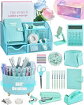 LXEVIHK Green and Blue Desk Accessories 21-Piece Office Supplies Gift Set by StyleYourDeskinOneColor