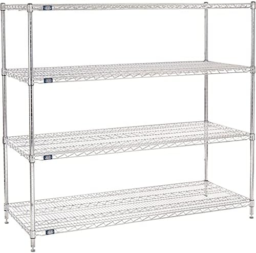 Nexel Adjustable Wire Shelving Unit, 4 Tier, Commercial Dry Storage Rack, 24" x 72" x 54", Chrome by Nexel