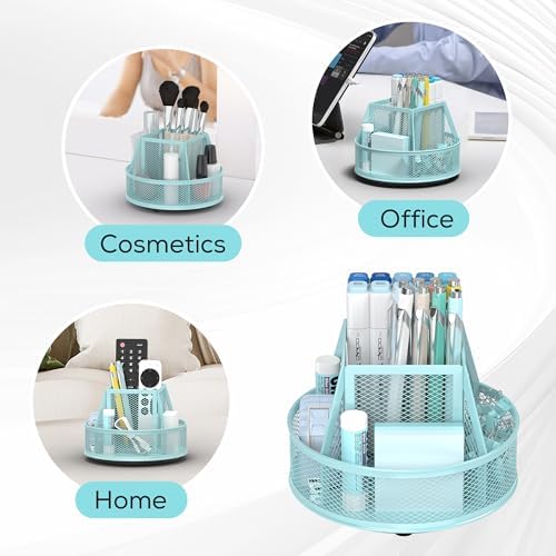 YINGHUA 360°Rotating Mesh Desk Organizer & Pen Holder - Blue - Image 5