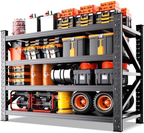 5000LBS Heavy Duty Storage Shelves, 4 Tier Garage Shelving Metal Shelving Unit,Adjustable Heavy Duty Shelving for Garage, Basement, Warehouse, Storage Room, by OrganizingStorageAssistant