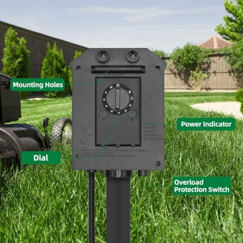 TiFFCOFiO Outdoor Power Strip Timer, Dusk to Dawn Light Sensor Countdown, 100 Feet Extension Cord Waterproof, 6 Grounded Outlets for Halloween and Christmas Decorations, ETL Listed (100 FT) - Image 2