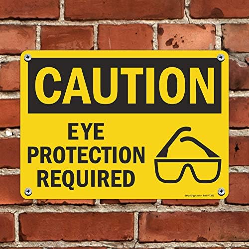 SmartSign - U9-1533-NP_10x14 "Caution - Eye Protection Required" Sign | 10" x 14" Plastic Black on Yellow - Image 3