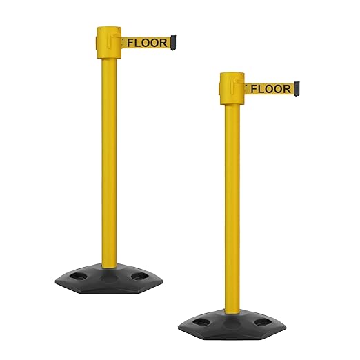 Montour Line MSR760 Set of 2 Retractable Belt Barrier Stanchion, Rubber Base by Montour+Line