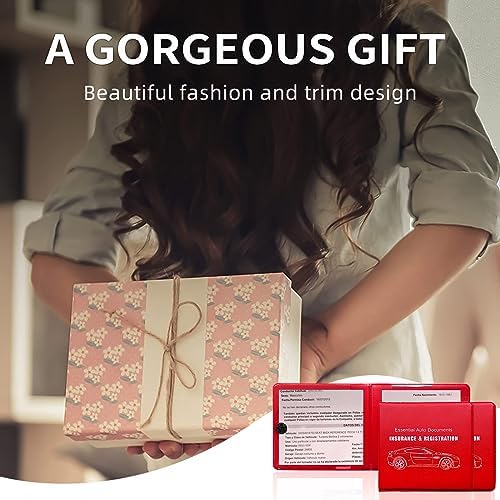 Ziciner Car Registration Insurance Holder, 2Pack Essential Auto Card Document Glove Box Organizer with Touch Fastener, Vehicle Interior Accessories Perfect for Most Car, Truck, SUV (Red/Big Car) - Image 6
