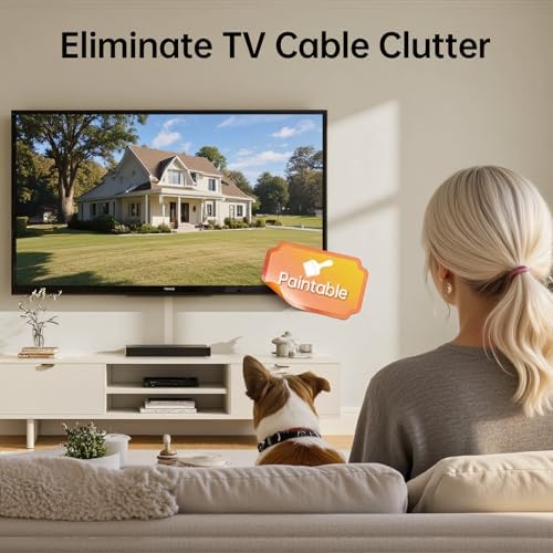 Delamu Cord Hider Wall, 85in Cord Covers for 3-4 Wires on Wall, Cable Hider Wire Hiders Wire Covers for TV Cords on Wall, Easy Mount Cable Cover Management Kit to Hide TV Wires, W1.18 H0.67in, White - Image 4