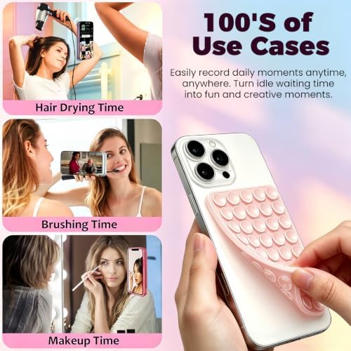 Anteel 2 Pack Silicone Suction Cup Phone Case Mount Double Sided, Hands-Free Silicon Phone Grip with Higher Suction Power for Selfies and Videos, Non Slip Phone Accessories (LightPink&Translucent) - Image 4