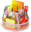 Docnest 360°Rotating Mesh Desk Organizer,6-Compartment Pen Holder,Pink by DocNest