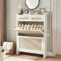 HOKYHOKY Rattan Shoe Storage Cabinet with 2 Drawers & 2 Flip Drawers by HOKYHOKY