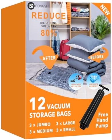 GONGSHI Vacuum Storage Bags for Clothing, 12-Piece Set by GONGSHI