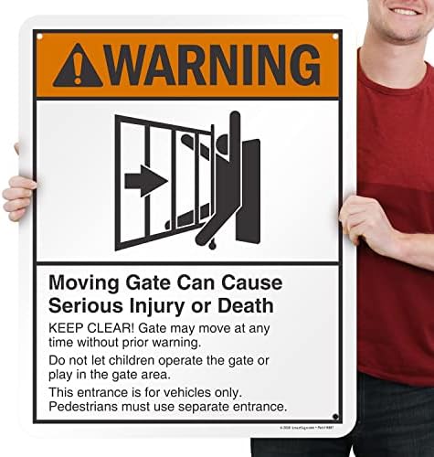 SmartSign 30 x 24 inch “Warning - Moving Gate Can Cause Injury Or Death” Metal Sign, 80 mil Laminated Rustproof Aluminum, Black, White and Orange, Made in USA - Image 5