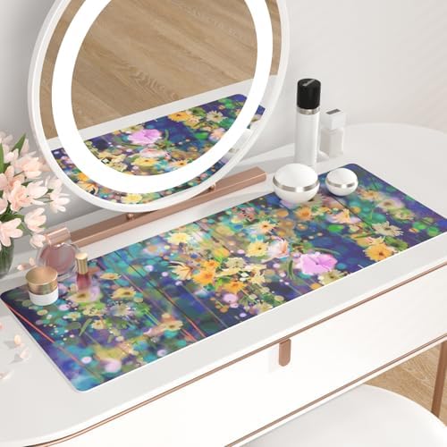 QiyI PU Leather Large Mouse Pad, Office Decor, 31.5" x 11.8", Ivy Flowers - Image 6