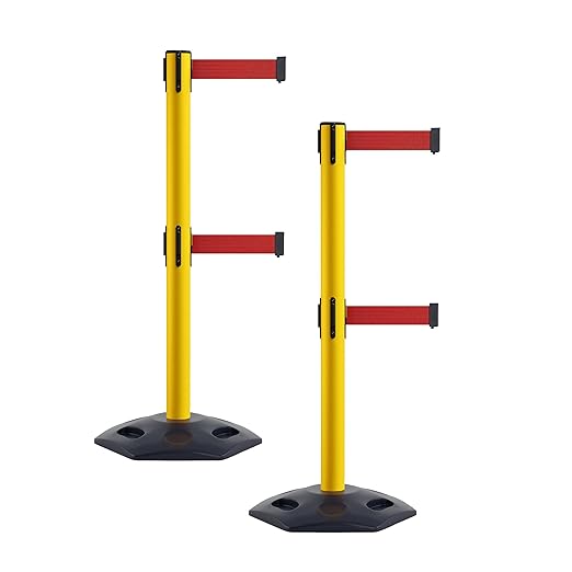 Crowd Control Warehouse CCW Set of 2 Retractable Dual Belt Stanchion Safety by Crowd+Control+Warehouse