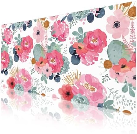 QIYI PU Leather Large Mouse Pad, Waterproof Desk Mat, 31.5" x 15.7", Peony - Image 2