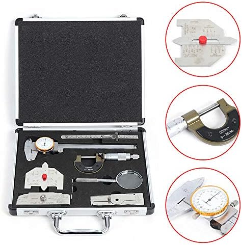 Welding Gauge Tool Inspection Kit, Welding Measure Gauge Tool Set with Briefcase Pacakge, Welding Inspection Ruler Set with Fillet Weld Gage, Micrometer in Metric, Sliding Clip Depth Gauge, Calliper - Image 3