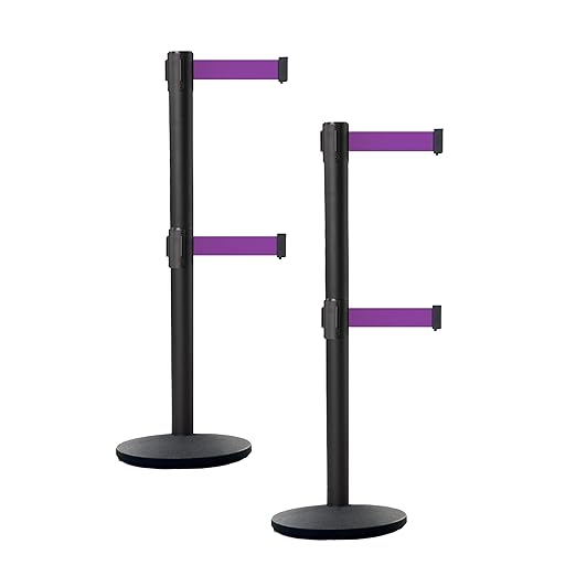 Crowd Control Warehouse CCW Set of 2 Dual Retractable Belt Barrier Stanchion by Crowd+Control+Warehouse