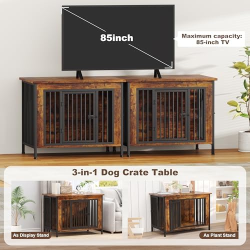 EasyCom 39.96" Dog Crate Furniture for 1 or 2 Dogs, 35-60 Pounds, Brown - Image 4
