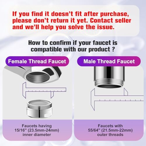 4 Modes Kitchen & Bathroom Water Filter for Sink Faucet with 2pcs Replacement Filters - 720° Rotating Sink Faucet Aerator for Skin Care - Hydrate & Brighten Skin with 15/16’’ Male Thread - Image 2