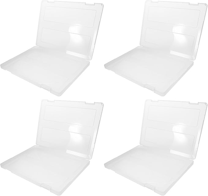 4pcs File Storage Box Clear Wear-resistant Plastic Document Organizer by LALAFINA