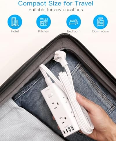One Beat 20Ft Extension Cord with Multiple Outlets,Flat Plug Power Strip - Image 7